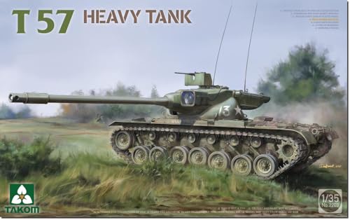 TAKOM 2203 T57 Heavy Tank Panzer 1:35 Plastikmodellbausatz - Metallrohr, Klarsichteile, bewegliche Einzelgliederketten, 2 Markierungsoptionen von TAKOM