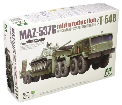 TAKOM TAK5013 1/72 Russian Army MAZ-537G Tractor CHMZAP-5247G w T-54 Plastic Model KIT von TAKOM