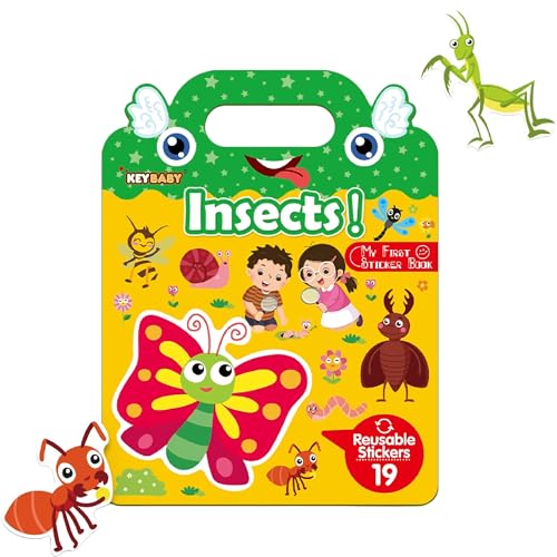 TAKTIK Gummisticker für Kinder - Ich lerne Insekten kennen, Spielhintergrund zum Bekleben & 19 Aufkleber, Wiederverwendbare und Wasserfester Aufkleber Set for Kids von TAKTIK