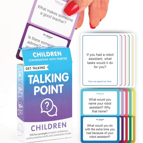 TALKING POINT CARDS - Kinder: 50 Gesprächs-Starterkarten mit 150 Fragen - Fördert Selbstausdruck & Kommunikation - Ab 6 Jahren von TALKING POINT CARDS