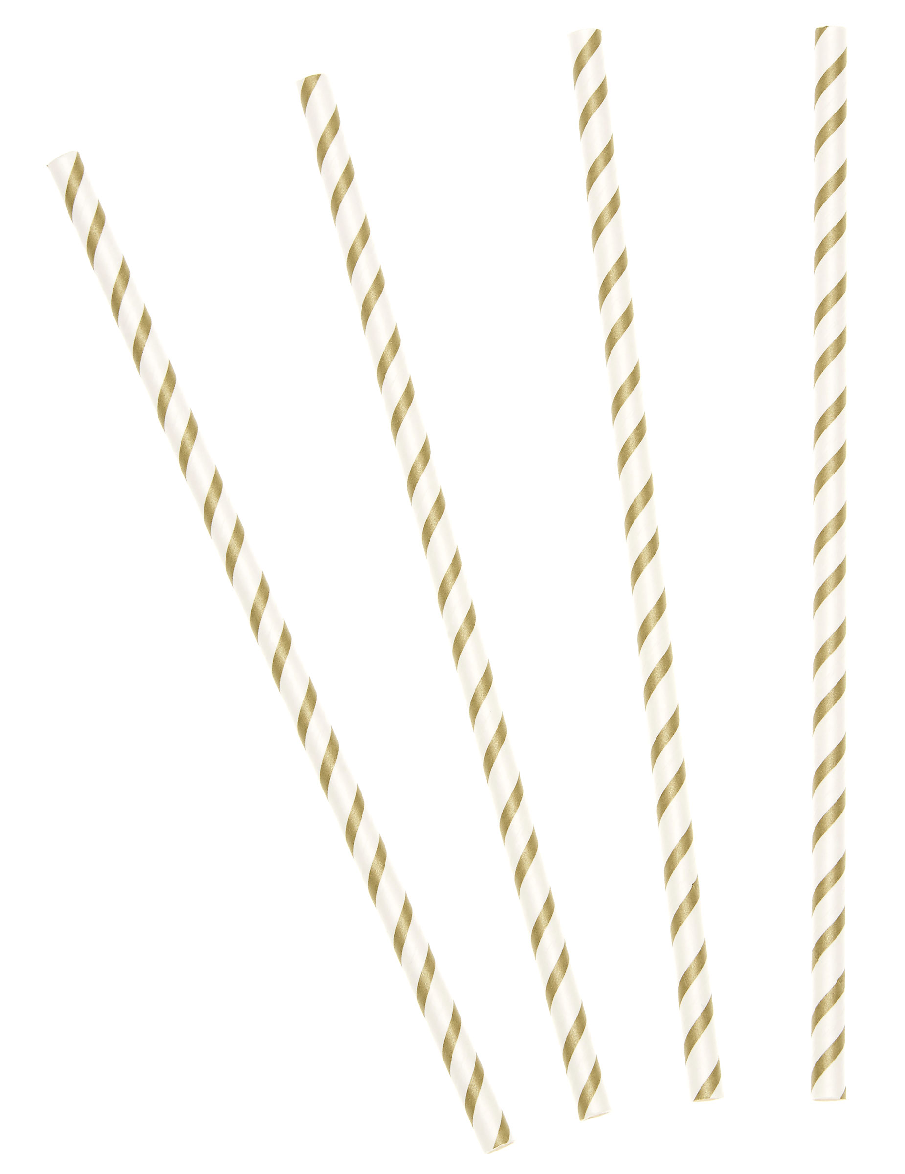 20 Papierstrohhalme Gestreift Gold von TALKING TABLES