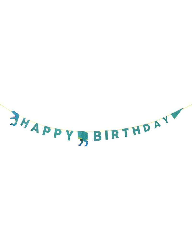 Happy Birthday Dinosaurier Girlande aus Pappe 3,5 m blau-grün Happy Birthday Dinosaurier Girlande aus Pappe 3,5 m blau-grün von TALKING TABLES