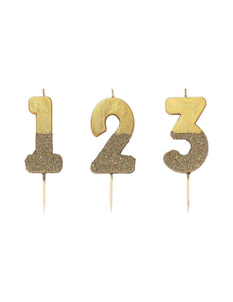 Zahlen-Kerze Kuchendekoration gold 13,8cm Zahlen-Kerze Kuchendekoration gold 13,8cm von TALKING TABLES