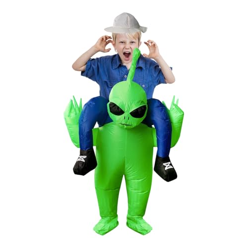TALOEYH Aufblasbares Alien-Kostüm, aufblasbares Halloween-Kostüm für Kinder, Karneval, Halloween, grünes Kostüm, Cosplay für Party, lustiges Alien-Entführungsoutfit für Kinder, Jungen, Mädchen (klein von TALOEYH