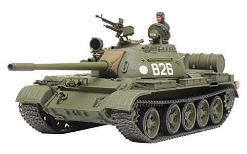 TAMIYA 1:48 Russischer Mit. KPz T-55, originalgetreue Nachbildung, Modellbau, Plastik Bausatz, Basteln, Hobby, Kleben, Modellbausatz, Zusammenbauen, unlackiert, grün von TAMIYA
