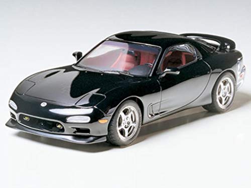 TAMIYA 24116 1:24 Mazda RX-7 R1 - originalgetreue Nachbildung, Modellbau, Plastik Bausatz, Basteln, Hobby, Kleben, Modellbausatz, Zusammenbauen, unlackiert, SCHWARZ, Mittel von Tamiya
