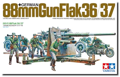 Tamiya 300035017 1/35 Deutsche 88 mm Gun Flak 36,37 Plastikmodellbausatz (-) (-) Modellbausatz, Mehrfarbig, Small von TAMIYA