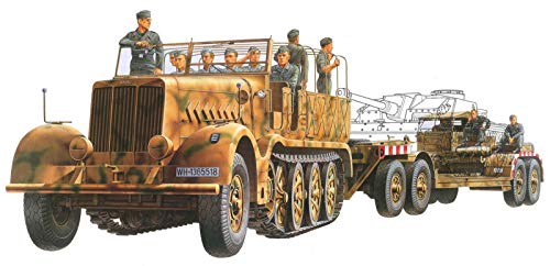 TAMIYA 300035246-1:35 WWII Sonderkraftfahrzeug 9 Famo mit Tieflader (12), Braun, Schwarz, Grün von Tamiya