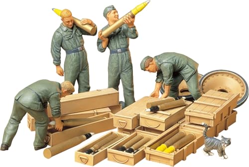 Tamiya 35188 1:35 Fig.-Set Panzer Ladetruppe (4), Modellbausatz,Plastikbausatz, Bausatz zum Zusammenbauen, detaillierte Nachbildung, Grau, Grün von Tamiya