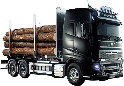TAMIYA 56360 - 1:14 RC Volvo FH16 Holztransporter, RC-Truck, fernsteuerbarer LKW, Modellbau, Maßstab 1:14, Bausatz, Lastwagen, Hobby, Basteln, Modell, Zusammenbauen, Unlackiert von Tamiya