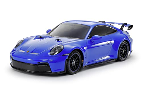 Tamiya 58712 1:10 RC Porsche 911 GT3 (992) TT-02 - ferngesteuertes Auto, Fahrzeug, Modellbau, Zusammenbauen, Hobby, RC Bausatz, unlackiert, Dark Gun Metal von Tamiya
