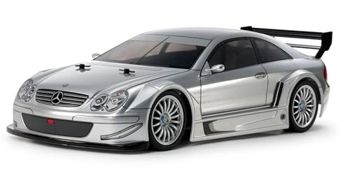 Tamiya 58722 1:10 RC MB CLK AMG 2002 TT-02 - ferngesteuertes Auto, Fahrzeug, Modellbau, Zusammenbauen, Hobby, RC Bausatz, unlackiert, Silber von TAMIYA