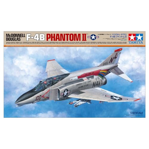 Tamiya 61121-000 Fahrzeug 61121 1:48 F-4B Phantom II Mcdonnell Douglas-Originalgetreue Nachbildung, Modellbau, Plastik Bausatz, Basteln, Hobby, Modellbausatz, Zusammenbauen, unlackiert von Tamiya