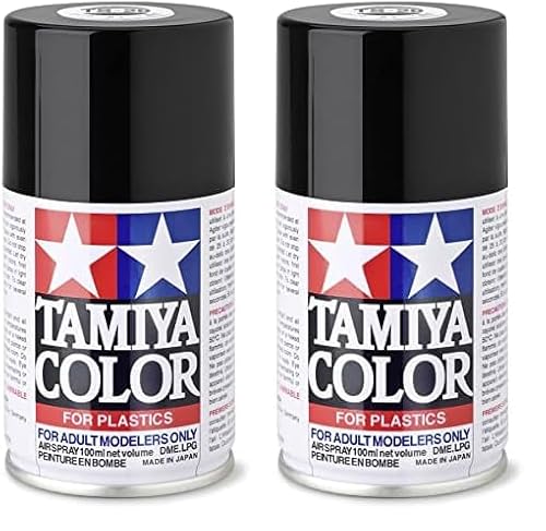 TAMIYA 85029 TS-29 Schwarz seidenmatt 100ml - Sprühfarbe für Plastikmodellbau, Modellbau und Bastelzubehör, Sprühfarbe für den Modellbau (Packung mit 2) von TAMIYA