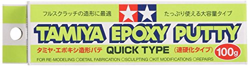 Tamiya 87143 Epoxy Spachtelmasse Quick Type 100g 2K-Modellbau-Zubehör, Bastelwerkzeuge, hochwertiges Modellbauzubehör, Plastikmodellbau, Mehrfarbig von TAMIYA