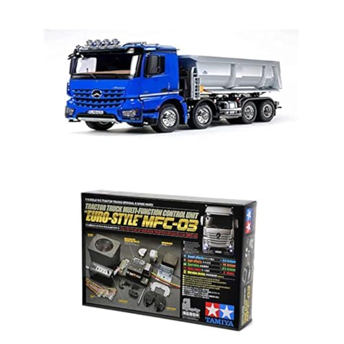 TAMIYA Bundle 56366 1:14 RC MB Arocs 4151 Kipper 8x4 + 56523 1:14 MFC-03 Truck-Multifunktionseinheit, schwarz, fernsteuerbarer, Lastwagen, LKW, Konstruktionsspielzeug, Modellbau, Basteln, LKW von TAMIYA