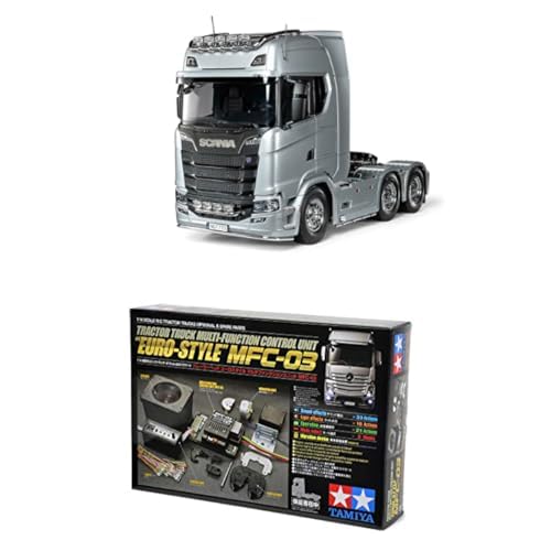TAMIYA Bundle 56373 1:14 RC Scania 770 S 6x4 Silber vorlackiert + 56523 1:14 MFC-03 Truck-Multifunktionseinheit, schwarz, fernsteuerbarer, Lastwagen, LKW, Konstruktionsspielzeug, Modellbau, Basteln TAMIYA Bundle 56373 1:14 RC Scania 770 S 6x4 Silber vorlackiert + 56523 1:14 MFC-03 Truck-Multifunktionseinheit, schwarz, fernsteuerbarer, Lastwagen, LKW, Konstruktionsspielzeug, Modellbau, Basteln von TAMIYA