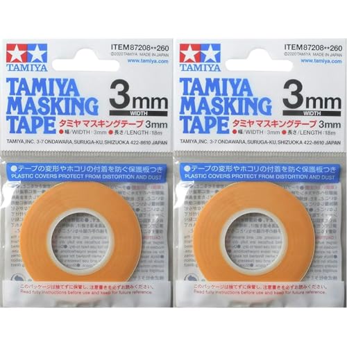 TAMIYA TAM87208 87208 Masking Tape 3 mm/18m, Modellbau, Zubehör, Gelb (Packung mit 2) von TAMIYA