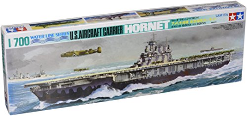 Tamiya 77510 1:700 US Hornet Flugzeugträger WL - Modellbau, Plastik Bausatz, Basteln, Hobby, Kleben, Plastikbausatz, Mittel, Navy Blue von Tamiya