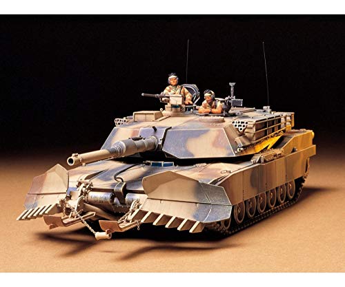 Tamiya 35158-1:35 US Kampfpanzer M1A1 Abrams mit Minenräum-Pflug (2), Modellbausatz, Plastikbausatz, Bausatz zum Zusammenbauen, detaillierte Nachbildung von TAMIYA