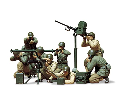 Tamiya 300135086 Wwii 1:35 Figuren-Set US MG/Mörser Trupp(8), originalgetreue Nachbildung, Modellbau, Plastik Bausatz, Basteln, Hobby, Kleben, Modellbausatz, Zusammenbauen, unlackiert, Mehrfarbig, S von TAMIYA