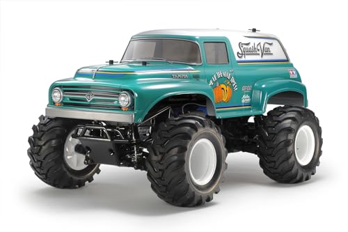 Tamiya 58725 1:10 RC Squash Van 4WD GF-02 - ferngesteuertes Auto, Fahrzeug, Modellbau, Zusammenbauen, Hobby, RC Bausatz, unlackiert, Grün, Weiß von Tamiya