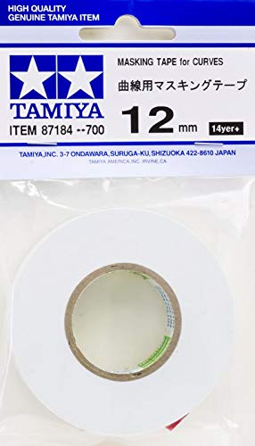 Tamiya 87184 Masking 12mm/20m f. Rundungen, Modellbau-Zubehör, Bastelwerkzeuge,Tape, Maskingtape, hochwertiges Modellbauzubehör,300087184, Weiss/opulenter Garten, 12 mm / 20 m von Tamiya