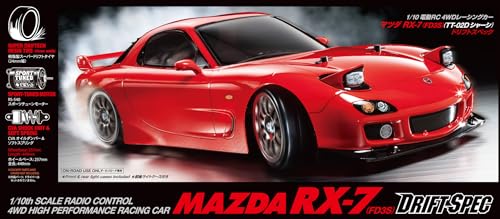 Tamiya 58648 1:10 RC Mazda RX-7 (FD3S) Drift S.TT-02D - ferngesteuertes Auto, Fahrzeug, Modellbau, Zusammenbauen, Hobby, RC Bausatz, unlackiert von Tamiya