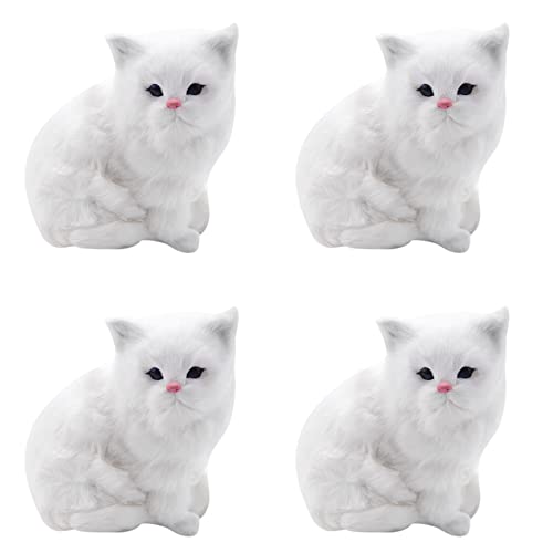 TAMOSH 4X Realistische Süße Simulation Gefüllte Plüsch Weiße Persische Katzen Spielzeug Katze Puppen Tisch Dekor Kinder Mädchen von TAMOSH