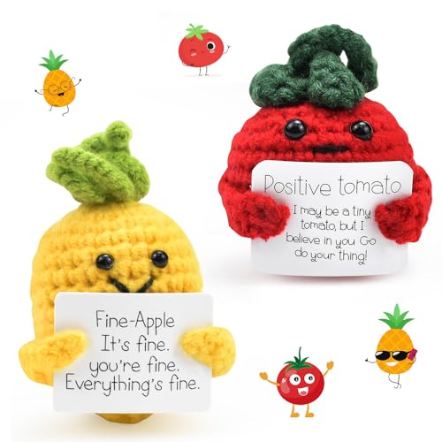 TANCUDER 2 Stück Mini-Puppe, Mini-Plüsch Figuren, Schlüsselanhänger Positive Puppe, Puppenanhänger, Lustige Pocket Hug Geschenk für Familie, Freund, Patient, Zimmer, Büro Dekoration (Ananas, Tomate) von TANCUDER