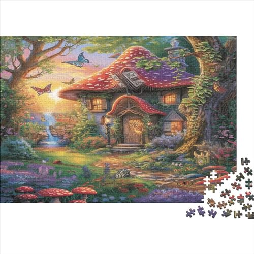 Pilz Hut Puzzle 1000 Pieces Puzzle for Adults from 14 Years, Impossible Puzzle, Puzzle Games for Adults Puzzle with Colourful Tower Clock Motif 1000pcs (75x50cm) von TANLINGFL