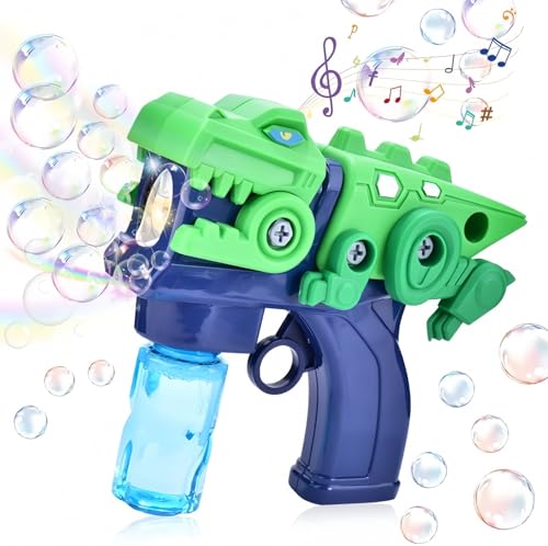 Dinosaurier Seifenblasenpistole, Automatische Seifenblasenmaschine für Kind, Bubble Machine Gun mit Musik und 2 Flaschen Seifenblasen Flüssigkeit, Outdoor Spielzeug für Junge/Geburtstag/Party/Hochzeit Dinosaurier Seifenblasenpistole, Automatische Seifenblasenmaschine für Kind, Bubble Machine Gun mit Musik und 2 Flaschen Seifenblasen Flüssigkeit, Outdoor Spielzeug für Junge/Geburtstag/Party/Hochzeit von TANSAR