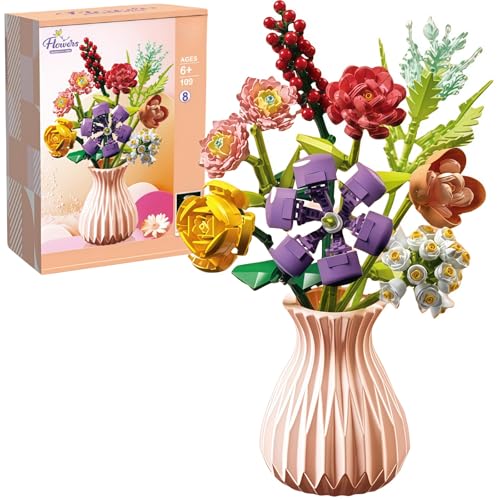 TANSAR Blumenstrauß Bausatz mit Blumenvase, 724 Stück Blumen Bausteine, Flower Bouquet Botanical Kollektion für Erwachsene Frauen Büro und Heimdekoration, Geschenke zum Muttertag, Valentinstag TANSAR Blumenstrauß Bausatz mit Blumenvase, 724 Stück Blumen Bausteine, Flower Bouquet Botanical Kollektion für Erwachsene Frauen Büro und Heimdekoration, Geschenke zum Muttertag, Valentinstag von TANSAR