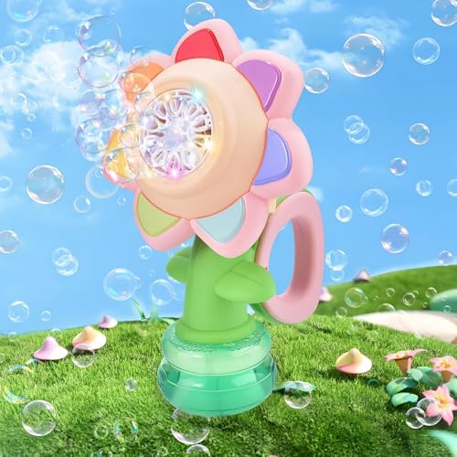 Wiederaufladbar Seifenblasenmaschine, Blumen Seifenblasenpistole Kind mit Licht und Seifenblasen Flüssigkeit, Bubble Machine Gun, Blasenspielzeug Geschenke für Mädchen/Geburtstag/Party/Hochzeit Wiederaufladbar Seifenblasenmaschine, Blumen Seifenblasenpistole Kind mit Licht und Seifenblasen Flüssigkeit, Bubble Machine Gun, Blasenspielzeug Geschenke für Mädchen/Geburtstag/Party/Hochzeit von TANSAR