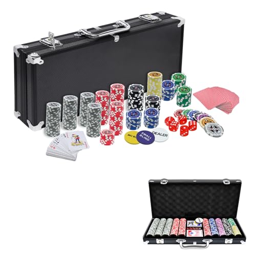 TANYEAR Pokerkoffer Pokerset mit 500 Laser Pokerchips Poker Komplett Set Pokerkarten Poker Chips inkl. 2xPokerdecks, Alu Pokerkoffer, 5xWürfel, 3xDealer Button, Schwarz TANYEAR Pokerkoffer Pokerset mit 500 Laser Pokerchips Poker Komplett Set Pokerkarten Poker Chips inkl. 2xPokerdecks, Alu Pokerkoffer, 5xWürfel, 3xDealer Button, Schwarz von TANYEAR
