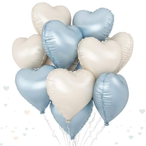 Blau-weiße Herzballons, 45,7 cm, Babyblau-cremefarben, Folien-Herz-Party-Dekotaions für Jungen und Herren, Geburtstag, Babyparty, Valentinstag, Abschlussfeier Blau-weiße Herzballons, 45,7 cm, Babyblau-cremefarben, Folien-Herz-Party-Dekotaions für Jungen und Herren, Geburtstag, Babyparty, Valentinstag, Abschlussfeier von TAOYE