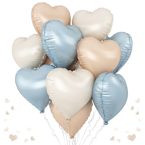 Blaue cremefarbene Herz-Folienballons, 12 Stück, hellblau, beige, hautfarben, Mylar-Ballon, 45,7 cm, Macaron-Aprikose und weiße Heliumballons für Boho-Geburtstage, Babypartys, Hochzeiten, Valentinstag Blaue cremefarbene Herz-Folienballons, 12 Stück, hellblau, beige, hautfarben, Mylar-Ballon, 45,7 cm, Macaron-Aprikose und weiße Heliumballons für Boho-Geburtstage, Babypartys, Hochzeiten, Valentinstag von TAOYE