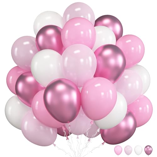 Rosa Luftballons, 30,5 cm weißer und rosa Ballon, Macaron Metallic Pastell Blush Party Dekorationen für Mädchen Frauen Geburtstage Hochzeit Babyparty Brautdusche Valentinstag Jahrestag Party Supplies von TAOYE