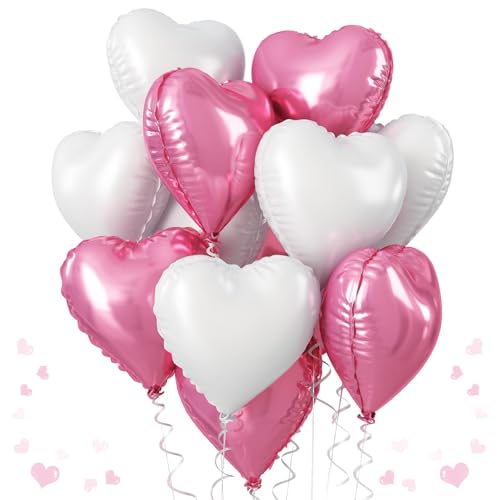 Rosa Weiß Herz Folienballons, 45.7 cm Weiß und Rosa Helium Herzballon, Große Romantik Perle Blush Elfenbein Herzform Mylar Ballons für Valentinstag Geburtstag Hochzeit Babyparty Party Dekoration Rosa Weiß Herz Folienballons, 45.7 cm Weiß und Rosa Helium Herzballon, Große Romantik Perle Blush Elfenbein Herzform Mylar Ballons für Valentinstag Geburtstag Hochzeit Babyparty Party Dekoration von TAOYE