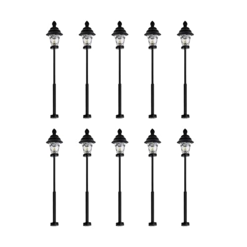 10 pcs Modelleisenbahn Warmweiß Laternenpfahl, 14 cm LED Modelllampe, Modell Bahn Lampe Straßenlaterne Einzelkopf (A - 10 pcs - 4,7cm) von TAOZHUGONG
