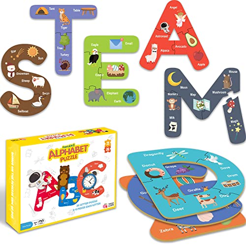 Kinderpuzzle, Alphabet-Puzzles für Kinder ab 3 Jahren, mit 77 Teilen, ABC, Sichtwörter-Buchstaben Bodenpuzzle, Montessori-Spielzeug, Pädagogisches STEM-Spiel für Jungen und Mädchen im Vorschulalter von TAOZI&LIZHI