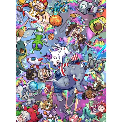 TAOZI&LIZHI Das Original-Puzzle mit 1000 Teilen, Furz-tastisches Regenbogenuniversum, kein Staub-Freizeit-Tierpuzzle, farbenfrohes, lustiges Kunstpuzzle zum Malen für Erwachsene, 20 x 27 Zoll von TAOZI&LIZHI