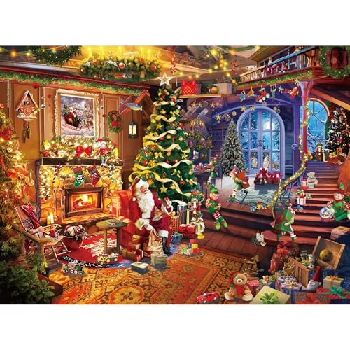 TAOZI&LIZHI Weihnachten Puzzle 1000 Teile, Deko Weihnachten mit Weihnachtsbaum, Der Weihnachtsmann und Seine Wichtel, Puzzle für Kinder und Erwachsene ab 12 Jahren(27 x 20 Zoll) von TAOZI&LIZHI