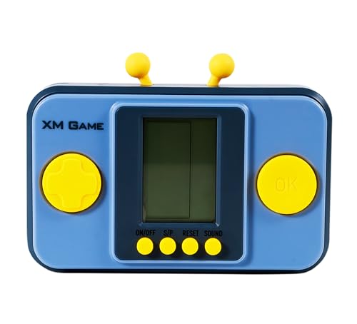 TAQY Kreativitäts Handheld Spielkonsole aus Bausteinen Retro-Stil 26 Bausteinspiele Einstellbares Level/Geschwindigkeit ​​ Weiche Silikonknöpfe Panzerschlacht Elektronisches Spielzeug (Blue) von TAQY