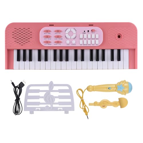 Mini Piano Keyboard, 37 Taste Kleines Tastatur Klavier mit Mikrofon und Musik -Score -Stand für Jungen Grils Anfänger Geburtstagsgeschenk (PINK) von TARSHYRY