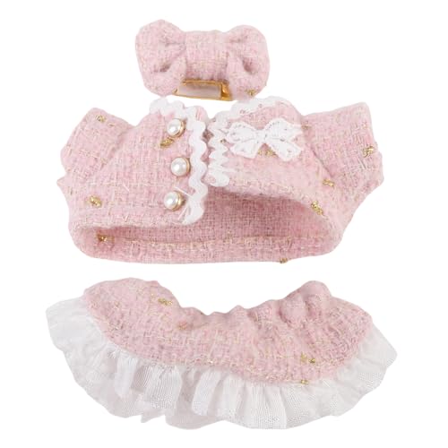 TARSHYRY 17 cm Puppenkleidung aus Polyester, Zartes, Stilvolles Oberteil, Hose und Schleife, Puppen-Outfit-Set für Spielabenteuer (PINK) von TARSHYRY