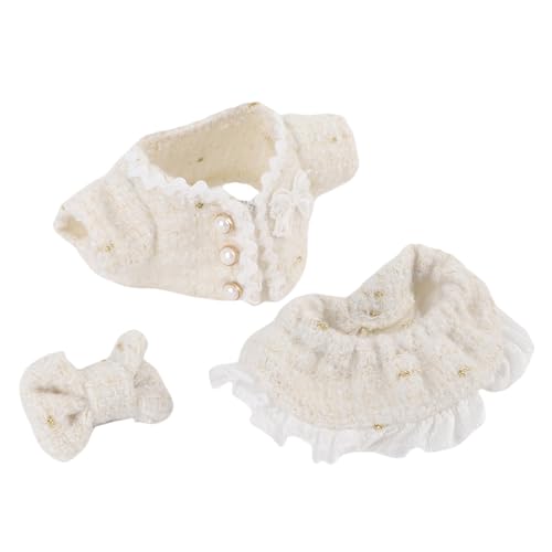 TARSHYRY 17 cm Puppenkleidung aus Polyester, Zartes, Stilvolles Oberteil, Hose und Schleife, Puppen-Outfit-Set für Spielabenteuer (White) von TARSHYRY
