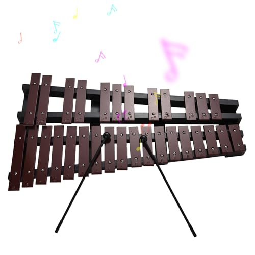 TARSHYRY 30 Hinweis Glockenspiel Faltbares Xylophon -Aluminiumbalken Percussion Instrument Tragbar für Anfängerschüler [musikalische Ausbildung] (Kaffee) von TARSHYRY