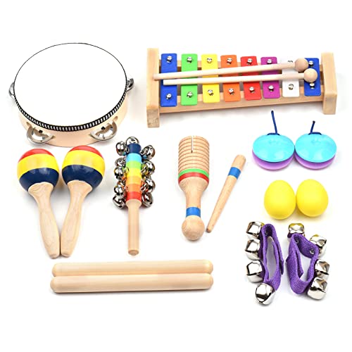 TARSHYRY Buntes Hölzerne Schlaginstrumente Set Musikspielzeug für Kinder Frühschulbildung mit Tragetasche von TARSHYRY