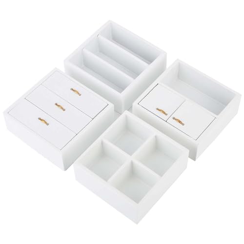 TARSHYRY Dollhouse Möbel, 1:12 Mini Holzschrank Möbel Puppenhausmöbel Holzpuppenhaus Mini Holzschrank für Puppenhaus Ini Holzschrank Möbel Wohnzimmer Schlafzimmer Schlafzimmer (White) von TARSHYRY